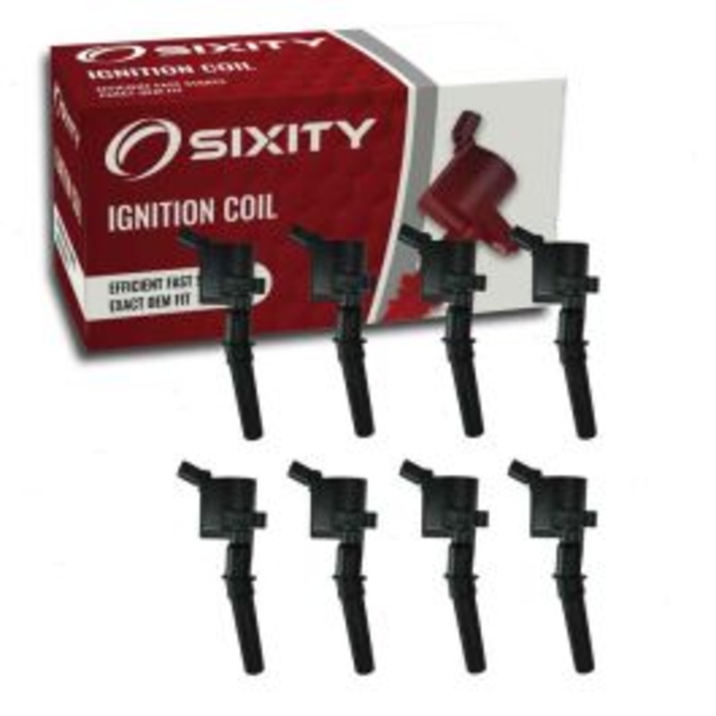 8 pc Sixity Ignition Coils for 1997-2010 Ford F-150 4.6L 5.4L V8 - Curved Boot Coil Pack