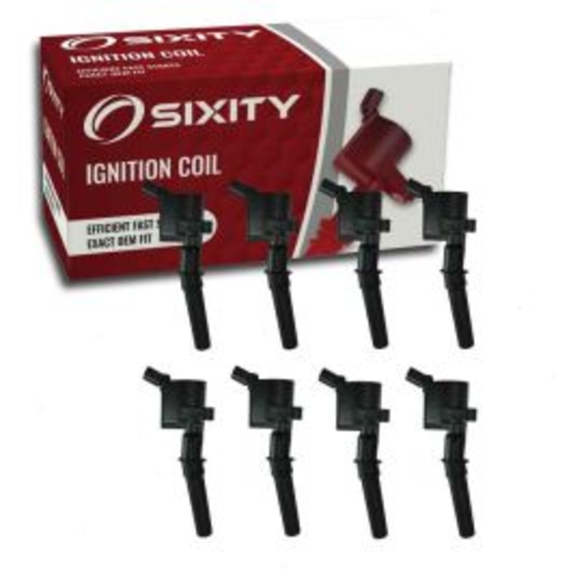 8 pc Sixity Ignition Coils for 1997-2002 Ford E-350 Econoline Club Wagon 5.4L V8 - Curved Boot Coil Pack