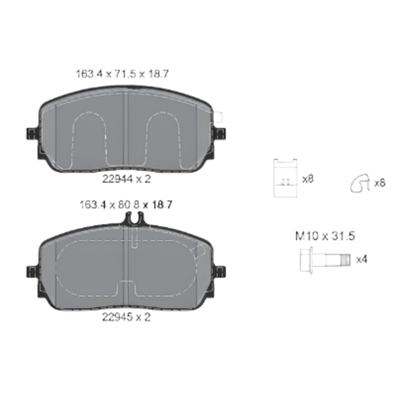 Front Brake Pad A00042022052296201 2294401 P050152 Compatible With MERCEDES-BENZ A-CLASS W177 & GLE V167
