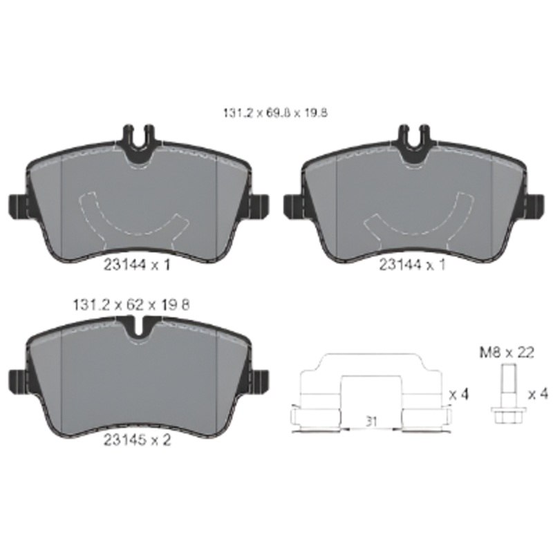 Front Brake Pad A0034205920 2314401 P050045 Compatible With MERCEDES-BENZ C-CLASS W203