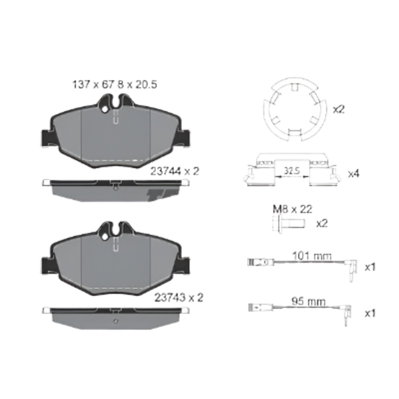 Front Brake Pad A0034206520 2374381 P050049 Compatible With MERCEDES-BENZ E-CLASS W211