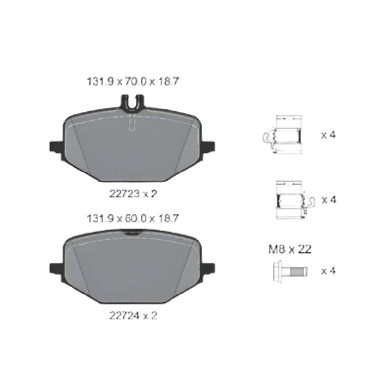 Rear Brake Pad A0004204102 2272303 P050168 Compatible With MERCEDES-BENZ GLE V167 & GLS W167