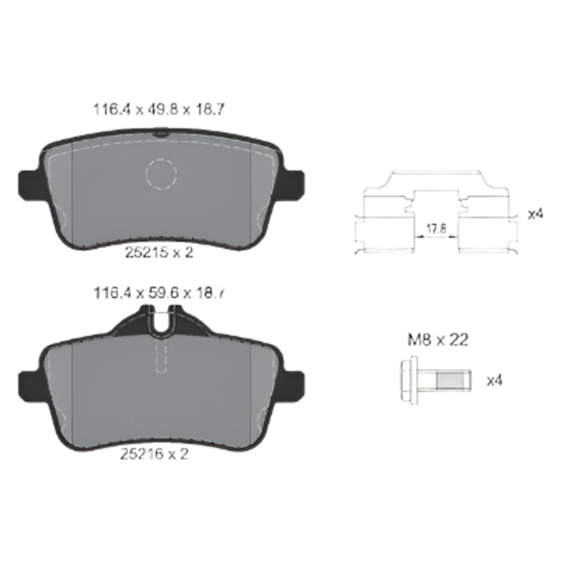Rear Brake Pad A0064206820 2521502 2521501 P050100 Compatible With MERCEDES-BENZ  GLE W166 & GLS X166
