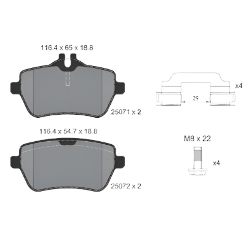 Rear Brake Pad A0064205720 2507103 2507101 P050117 Compatible With MERCEDES-BENZ S-CLASS W222