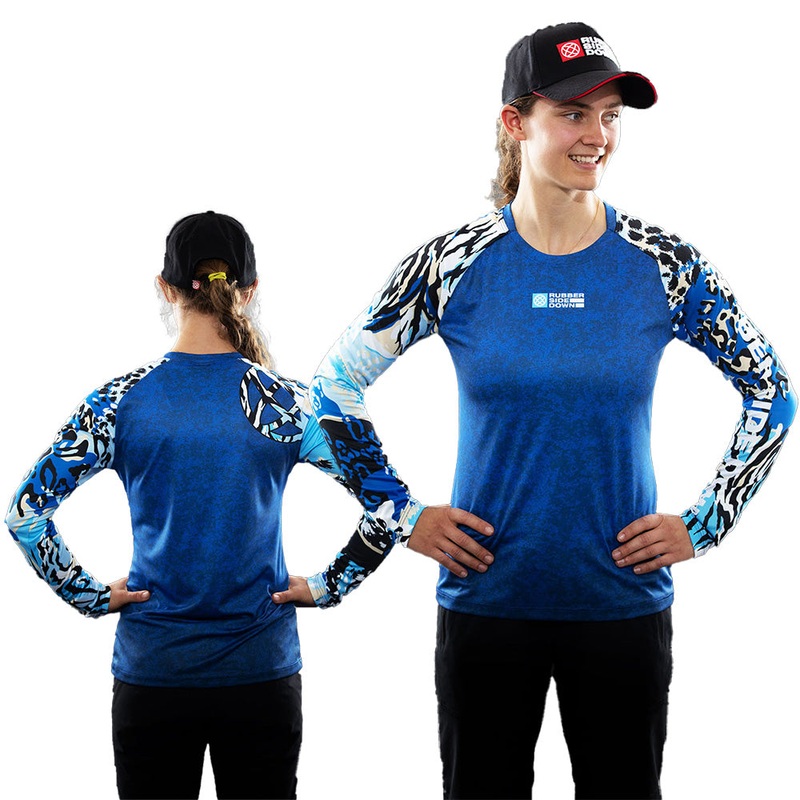 Rubber Side Down Women's Jungle Long Sleeve Jersey - Women's S - Blue