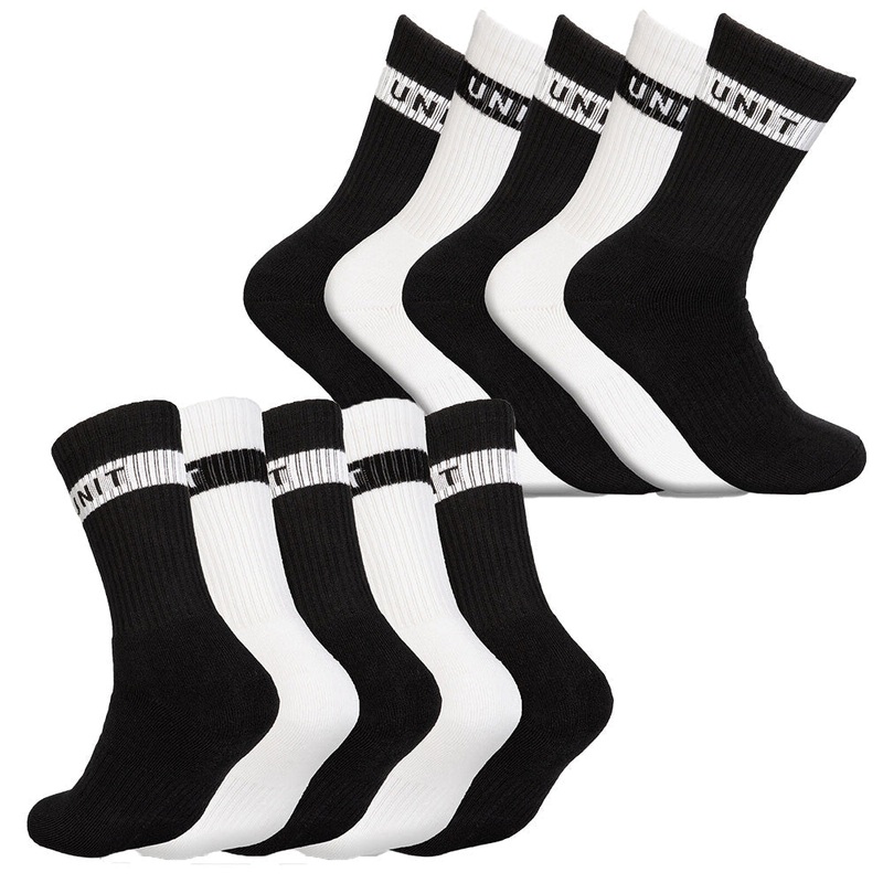 Unit Box 5-Pack Crew Socks - US 7 to 11 - Black - White - Multi